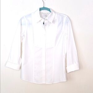 Chico's White Blouse No-Iron 100% Cotton SZ 0